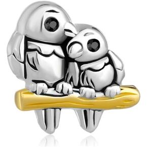 CharmSStory Sterling Silver Mother Daughter/Son Bird Charm Beads For Bracelets