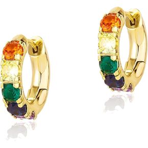 TOPGRILLZ Colorful Hoop Cartilage Earrings 14K Gold Rainbow 5A+ Cubic Zirconia Sparkle Round Circle Hoop Huggie Hypoallergenic Chunky Earrings For Men Women in Kuwait