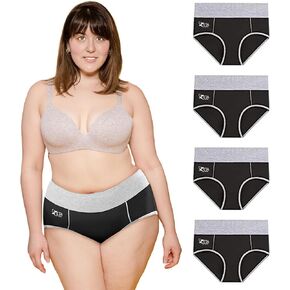Zeta Wear Women's High Waisted Cotton Underwear Soft Breathable Panties Stretch Briefs Regular & Plus Size 4 Pack