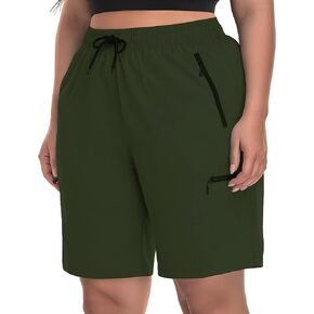 Women's Plus Size Hiking Cargo Shorts Lightweight Quick Dry Summer Shorts Athletic Outdoor Shorts Zippered Pockets