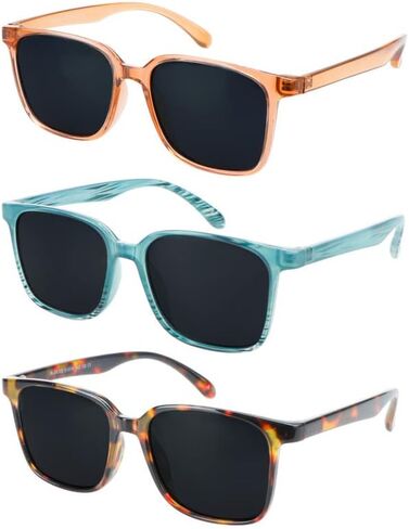 LAMBBAA Polarized Sunglasses Vintage Square for Men and Women UV400 Protection Outdoor Shades 3 Pack in Saudi Arabia