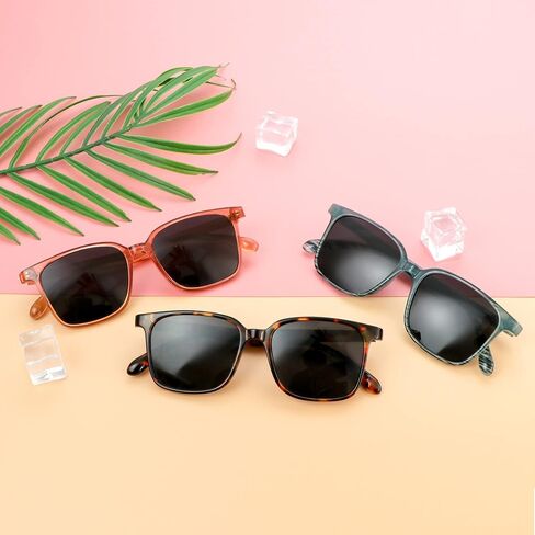 LAMBBAA Polarized Sunglasses Vintage Square for Men and Women UV400 Protection Outdoor Shades 3 Pack in Saudi Arabia
