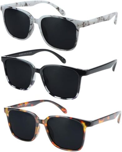 LAMBBAA Polarized Sunglasses Vintage Square for Men and Women UV400 Protection Outdoor Shades 3 Pack in Saudi Arabia