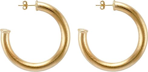 Sheila Fajl Thick Chantal Hoop Earrings in Brushed Champagne Plated in Kuwait
