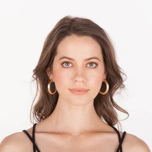 Sheila Fajl Thick Chantal Hoop Earrings in Brushed Champagne Plated in Kuwait