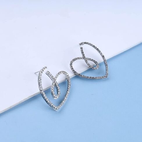 Boho Rhinestone Heart Earrings Crystal Heart Hoop Earrings Silver CZ Love Heart Stud Earrings Heart Drop Earrings Jewelry for Women and Girls in Saudi Arabia