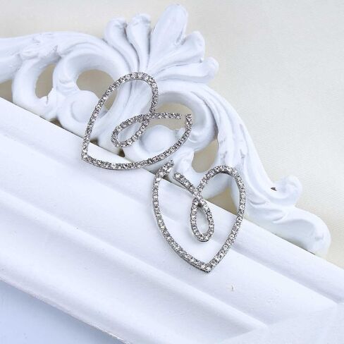 Boho Rhinestone Heart Earrings Crystal Heart Hoop Earrings Silver CZ Love Heart Stud Earrings Heart Drop Earrings Jewelry for Women and Girls in Saudi Arabia