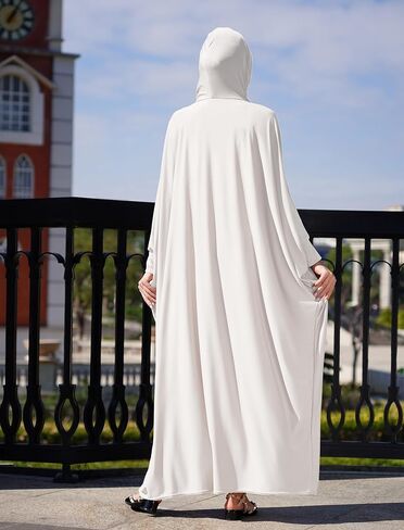 AWIBMK عباية دبي صلاة غطاء كامل للحجاب فستان دولمان كم مسلم قطعة واحدة ملابس رداء in Saudi Arabia
