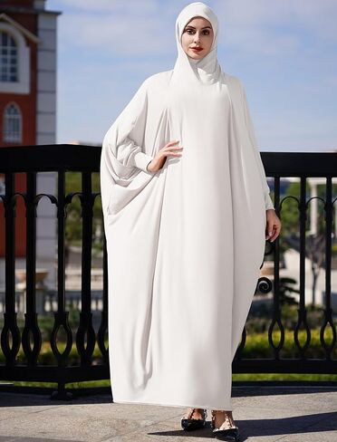 AWIBMK عباية دبي صلاة غطاء كامل للحجاب فستان دولمان كم مسلم قطعة واحدة ملابس رداء in Saudi Arabia