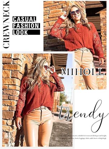 سترة نسائية من MIHOLL مصنوعة من الدانتيل وأكمام طويلة وسترات محبوكة بياقة دائرية in Kuwait