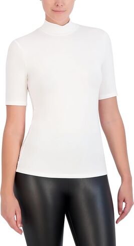 BCBGMAXAZRIA Women's Mock Neck Short Sleeve Pullover Knit Top in Saudi Arabia