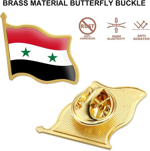 12/24/50/100Pcs Syria Flag Lapel Pins Bulk - Metal Syrian Arab Brooch Badge Souvenir for Men Women Clothes Bags Hats in Saudi Arabia