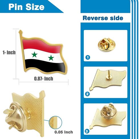 12/24/50/100Pcs Syria Flag Lapel Pins Bulk - Metal Syrian Arab Brooch Badge Souvenir for Men Women Clothes Bags Hats in Saudi Arabia