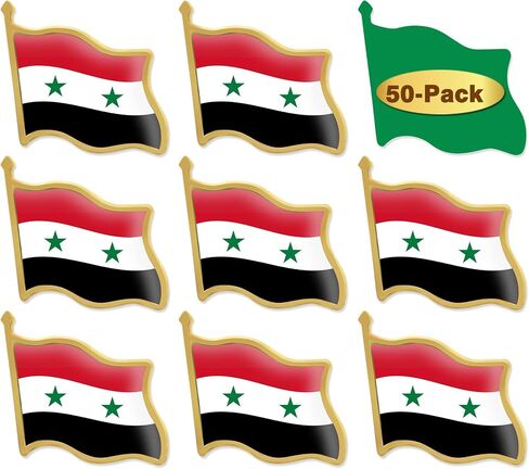 12/24/50/100Pcs Syria Flag Lapel Pins Bulk - Metal Syrian Arab Brooch Badge Souvenir for Men Women Clothes Bags Hats in Saudi Arabia