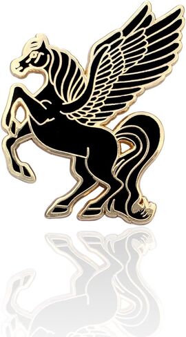 Pegasus Pin | Enamel Pin | Lapel Pin | Brooch | Metal Pin | Unicorn Greek Myth Black, Gold in Saudi Arabia