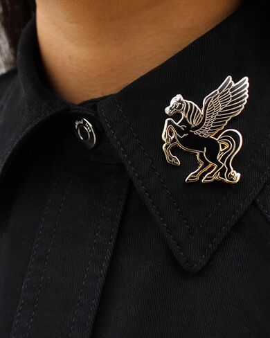 Pegasus Pin | Enamel Pin | Lapel Pin | Brooch | Metal Pin | Unicorn Greek Myth Black, Gold in Saudi Arabia