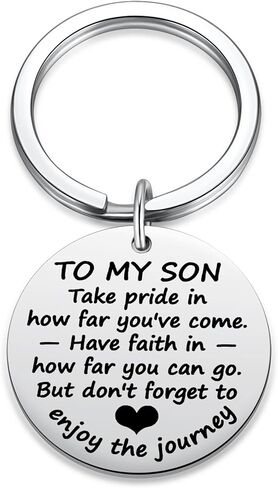 سلسلة مفاتيح الابن من الام والابن، هدية التخرج من الام الى الابن، هدية التخرج من فئة 2023 للابن، هدية ملهمة لعيد الميلاد والكريسماس للابن من الابن، فضي، S, فضي in Kuwait