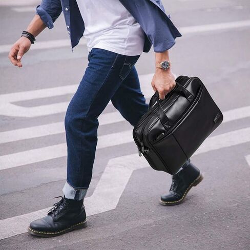 BROMEN Leather Briefcase for Men 15.6 inch Laptop Messenger Bag Expandable Large Capacity Business Duffle Travel Bag in Kuwait