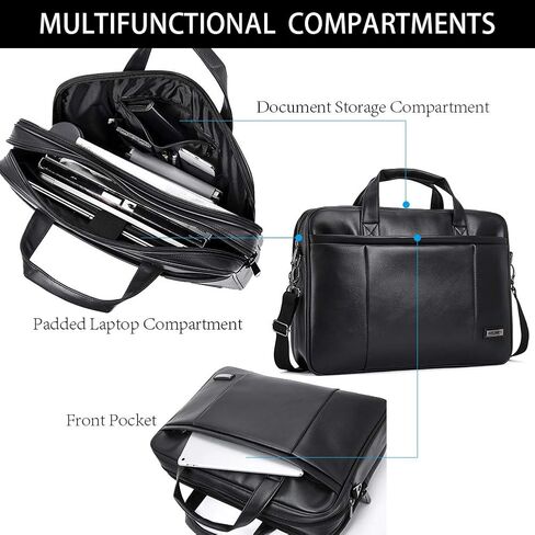 BROMEN Leather Briefcase for Men 15.6 inch Laptop Messenger Bag Expandable Large Capacity Business Duffle Travel Bag in Kuwait