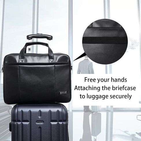 BROMEN Leather Briefcase for Men 15.6 inch Laptop Messenger Bag Expandable Large Capacity Business Duffle Travel Bag in Kuwait