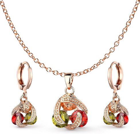 كريستال أزوريا مجموعات مجوهرات للنساء طقم مجوهرات الزفاف مع قلادة وحلق للعروس مكعب زركونيا مجوهرات وصيفة العروس in Saudi Arabia