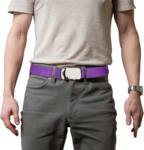 Hold’Em Military Canvas Webbing Belts for MEN’S–Polished Silver Slider Buckle Heavy Duty Adjustable in Saudi Arabia