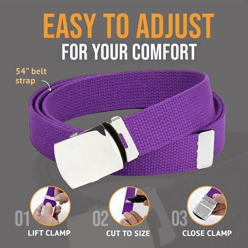 Hold’Em Military Canvas Webbing Belts for MEN’S–Polished Silver Slider Buckle Heavy Duty Adjustable in Saudi Arabia
