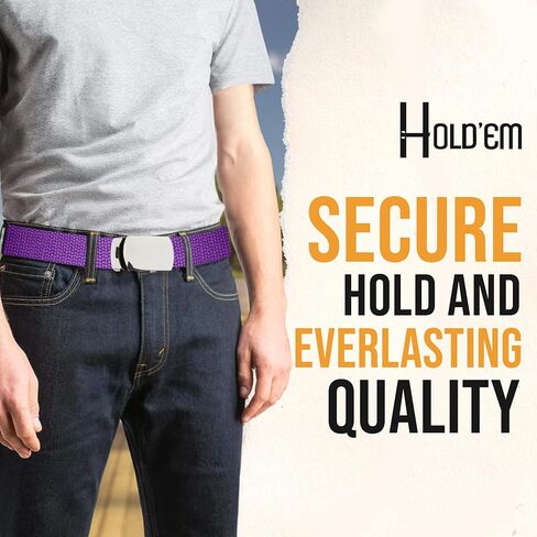 Hold’Em Military Canvas Webbing Belts for MEN’S–Polished Silver Slider Buckle Heavy Duty Adjustable in Saudi Arabia