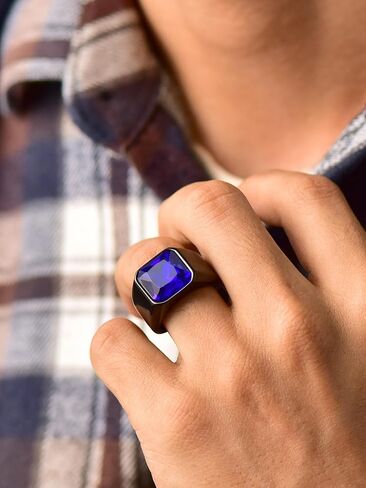 ChainsProMax Square Signet Rings for Men, Stainless Steel/Gold Plated/Black-Send Gift Box in Kuwait