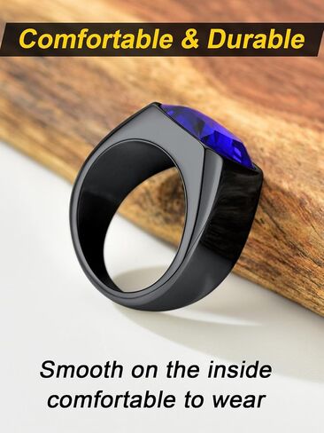 ChainsProMax Square Signet Rings for Men, Stainless Steel/Gold Plated/Black-Send Gift Box in Kuwait