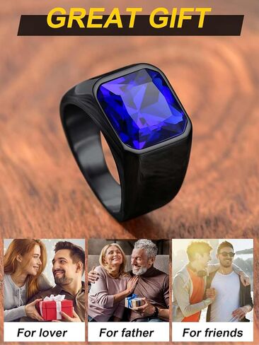 ChainsProMax Square Signet Rings for Men, Stainless Steel/Gold Plated/Black-Send Gift Box in Kuwait