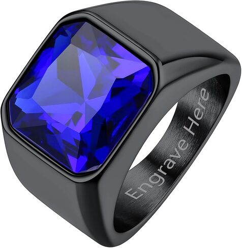 ChainsProMax Square Signet Rings for Men, Stainless Steel/Gold Plated/Black-Send Gift Box in Kuwait