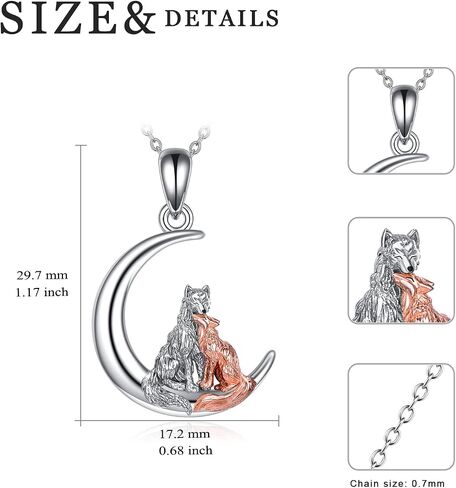 WINNICACA Fox and Wolf Necklace for Women Sterling Silver/Abalone Shell/Crystal Fox Jewelry Wolf Pendnat Animal Fox Wolf Gifts for Birthday Anniversary in Saudi Arabia