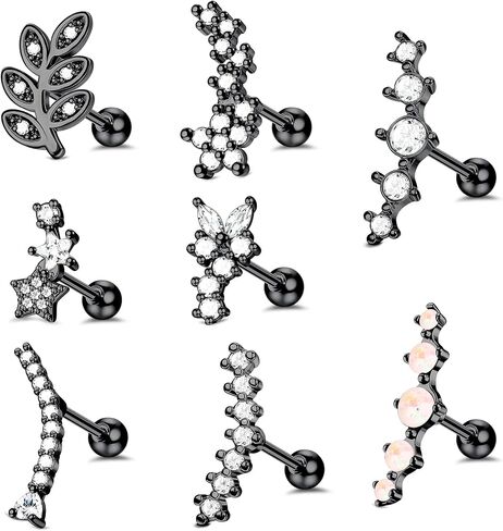 16 جرام الفولاذ المقاوم للصدأ الغضروف القرط مربط للنساء الرجال ورقة زهرة فراشة ستار القلب منحني تشيكوسلوفاكيا محارة اللولب ثقب المجوهرات in Kuwait