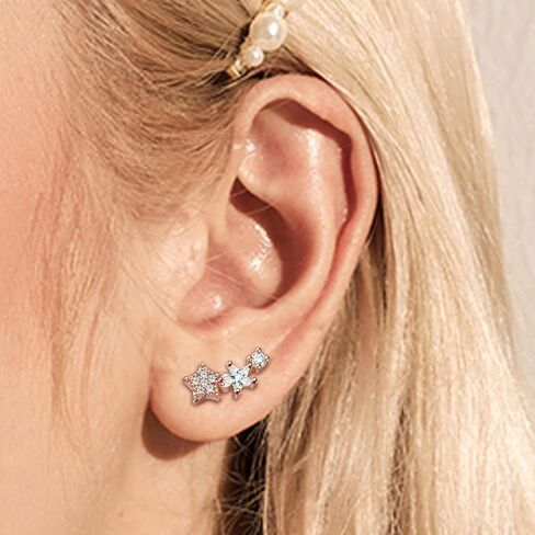 16G Stainless Steel Cartilage Earring Stud for Women Men Leaf Flower Butterfly Star Heart Curved CZ Conch Helix Piercing Jewelry in Saudi Arabia