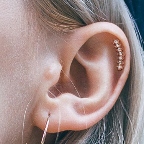 16G Stainless Steel Cartilage Earring Stud for Women Men Leaf Flower Butterfly Star Heart Curved CZ Conch Helix Piercing Jewelry in Saudi Arabia