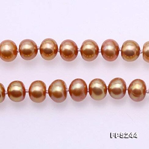 جيه واي اكس بيرل طقم عقد من اللؤلؤ المستزرع في المياه العذبة بلون ذهبي داكن مقاس 7-8 ملم، طقم سوار واقراط in Kuwait