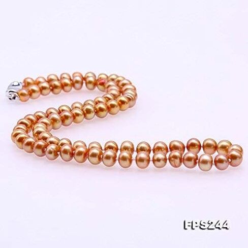 جيه واي اكس بيرل طقم عقد من اللؤلؤ المستزرع في المياه العذبة بلون ذهبي داكن مقاس 7-8 ملم، طقم سوار واقراط in Kuwait