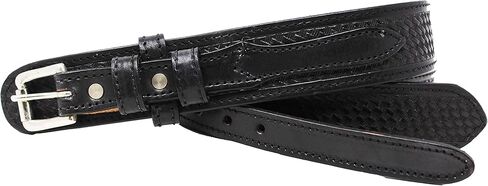 افيلير حزام ويسترن رينجر للرجال مصنوع من الجلد بنمط سلة منسوج بلون اسود وبيج داكن BR 26RAA90 in Kuwait