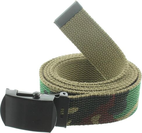 ARMYU Military Web Belt Reversible Cotton Canvas Army Camo & Solid Belts with Black Buckle 54" in Kuwait