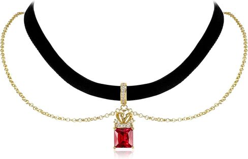 قلادات قلادة مخملية سوداء على شكل خنفساء النار للنساء والفتيات، قلادة زركونيا مكعبة من الماس الأحمر المربع، سلسلة ذهبية قابلة للتعديل قلادة عصرية مناسبة للحفلات والذكرى السنوية لعيد الميلاد لها in Kuwait
