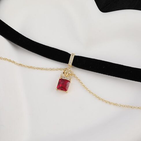 قلادات قلادة مخملية سوداء على شكل خنفساء النار للنساء والفتيات، قلادة زركونيا مكعبة من الماس الأحمر المربع، سلسلة ذهبية قابلة للتعديل قلادة عصرية مناسبة للحفلات والذكرى السنوية لعيد الميلاد لها in Kuwait