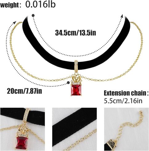 قلادات قلادة مخملية سوداء على شكل خنفساء النار للنساء والفتيات، قلادة زركونيا مكعبة من الماس الأحمر المربع، سلسلة ذهبية قابلة للتعديل قلادة عصرية مناسبة للحفلات والذكرى السنوية لعيد الميلاد لها in Kuwait