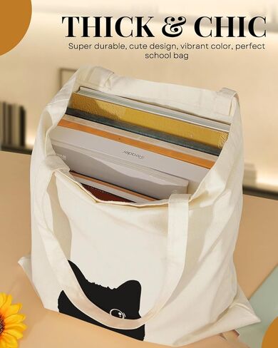 Canvas Tote Bag Aesthetic for Women, Cute Reusable Cloth Cotton Bags for Shopping School Beach Trendy Gifts in Kuwait