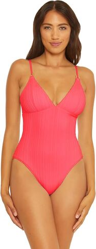 BECCA Women's Standard Moon Ridge One Piece Swimsuit, Plunging V-Neckline, Bathing Suits in Kuwait