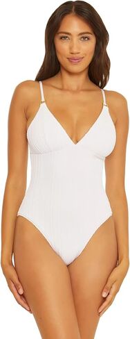 BECCA Women's Standard Moon Ridge One Piece Swimsuit, Plunging V-Neckline, Bathing Suits in Kuwait