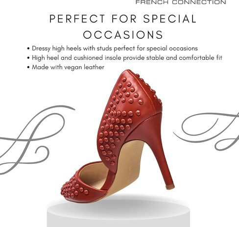 French Connection Forever Women's Pumps High Heels Pointy Closed Toe Slip-On Dress Shoes with Studs in Kuwait