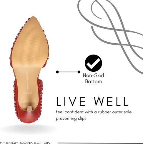 French Connection Forever Women's Pumps High Heels Pointy Closed Toe Slip-On Dress Shoes with Studs in Kuwait