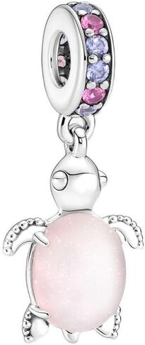 Pandora Murano Glass Pink Sea Turtle Dangle Charm - Compatible Moments Bracelets - Jewelry for Women - Gift for Women - Made with Sterling Silver & Man-Made Crystal, With Gift Box in Saudi Arabia