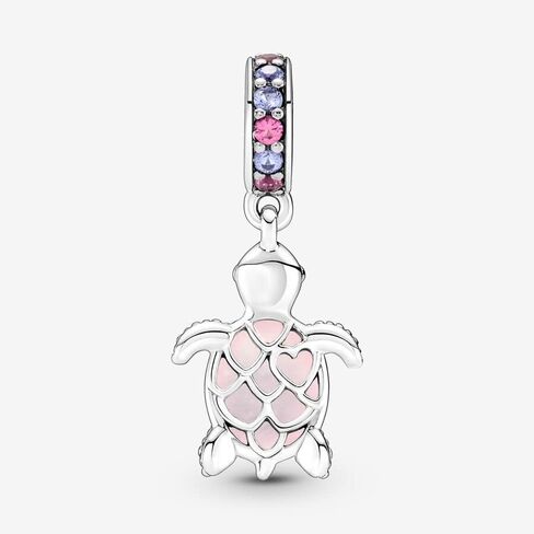 Pandora Murano Glass Pink Sea Turtle Dangle Charm - Compatible Moments Bracelets - Jewelry for Women - Gift for Women - Made with Sterling Silver & Man-Made Crystal, With Gift Box in Saudi Arabia